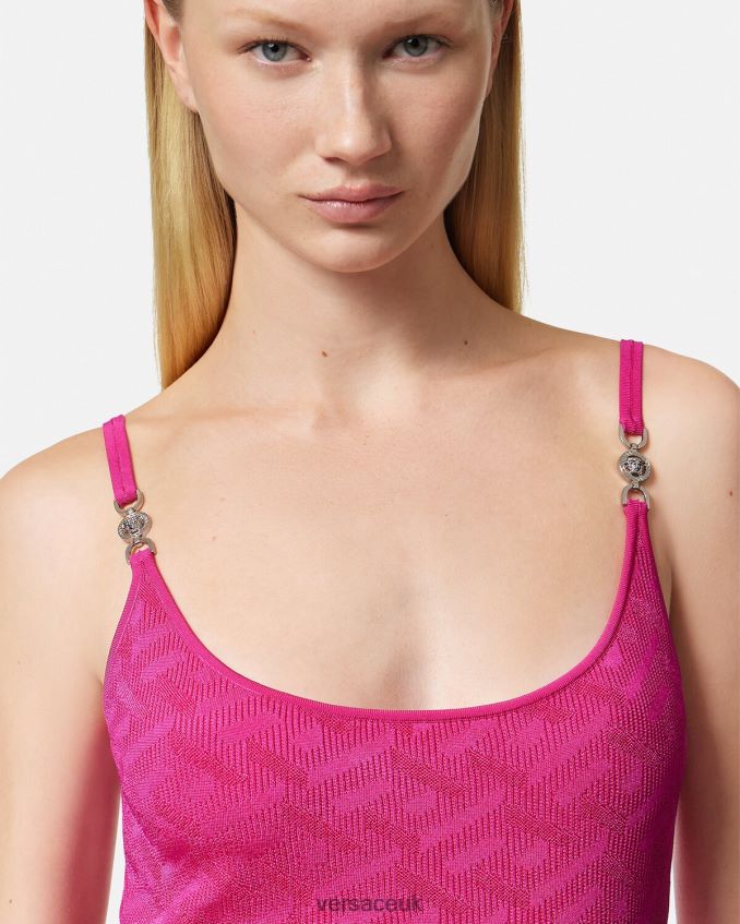 Women Versace La Greca Medusa \'95 Midi Dress 6D2D0630 Fuchsia Clothing