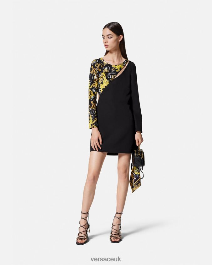 Women Versace Logo Couture Cutout Mini Dress 6D2D062191 Black Clothing