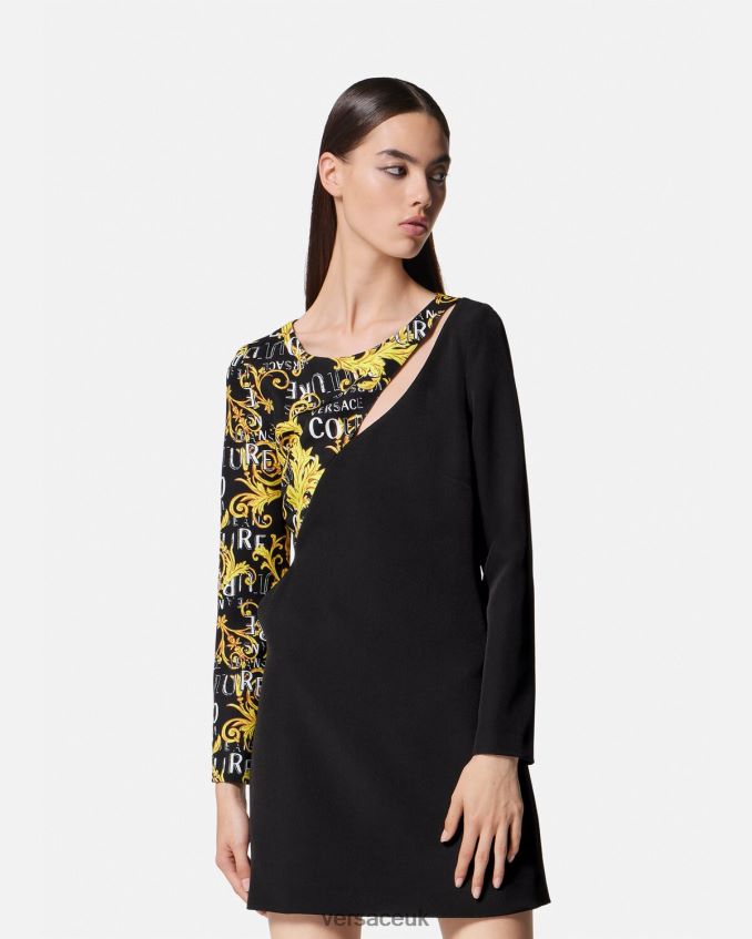 Women Versace Logo Couture Cutout Mini Dress 6D2D062191 Black Clothing