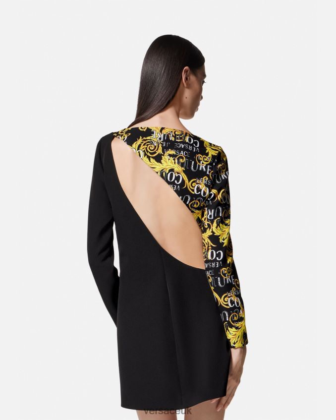 Women Versace Logo Couture Cutout Mini Dress 6D2D062191 Black Clothing