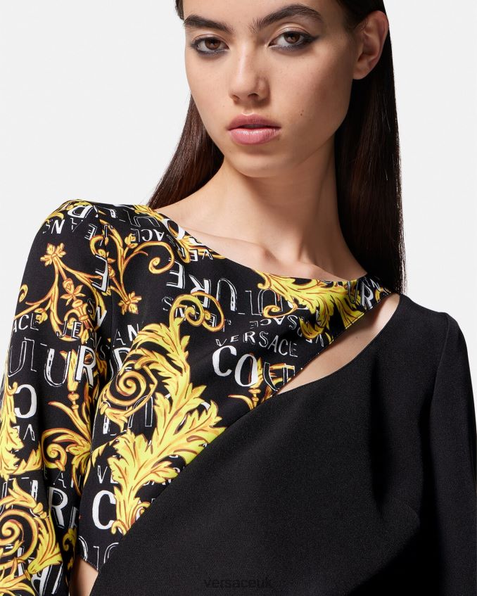 Women Versace Logo Couture Cutout Mini Dress 6D2D062191 Black Clothing