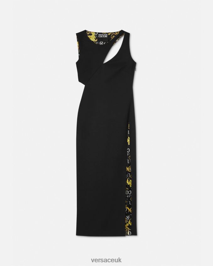 Women Versace Logo Couture Midi Dress 6D2D062190 Black Clothing