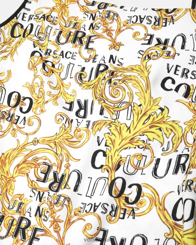 Women Versace Logo Couture Mini Dress 6D2D062187 Gold & White Clothing