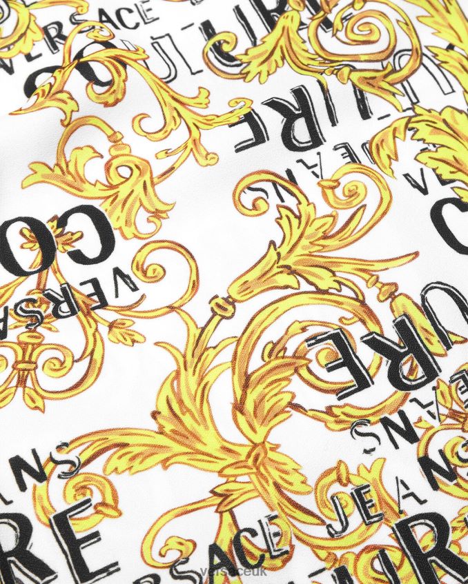 Women Versace Logo Couture Mini Dress 6D2D062187 Gold & White Clothing