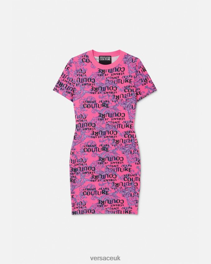 Women Versace Logo Couture T-shirt Dress 6D2D062184 Fuchsia Clothing