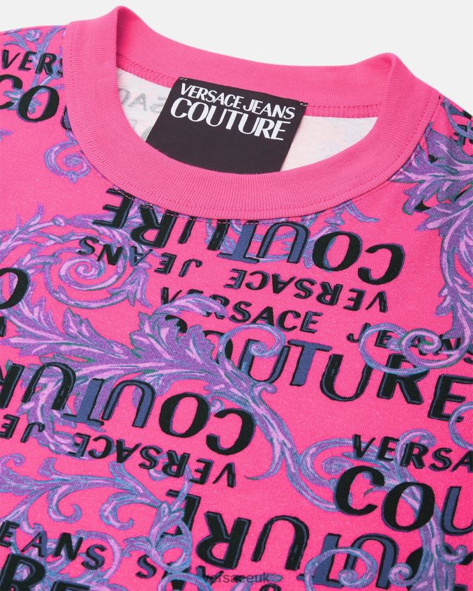 Women Versace Logo Couture T-shirt Dress 6D2D062184 Fuchsia Clothing