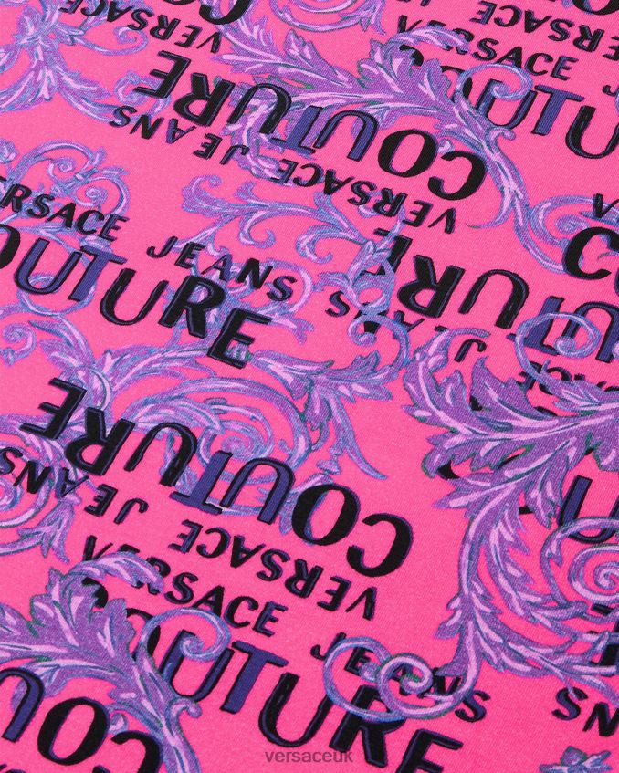 Women Versace Logo Couture T-shirt Dress 6D2D062184 Fuchsia Clothing