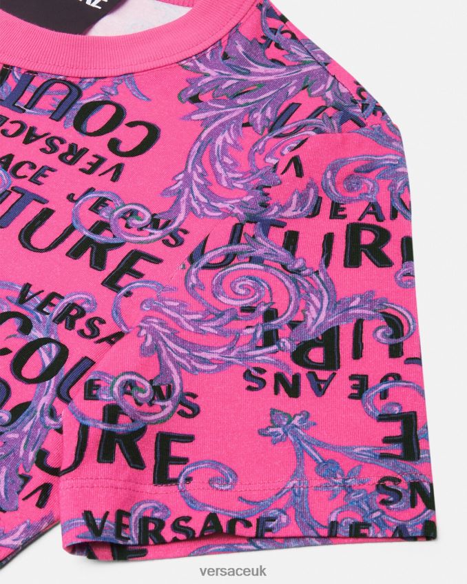 Women Versace Logo Couture T-shirt Dress 6D2D062184 Fuchsia Clothing