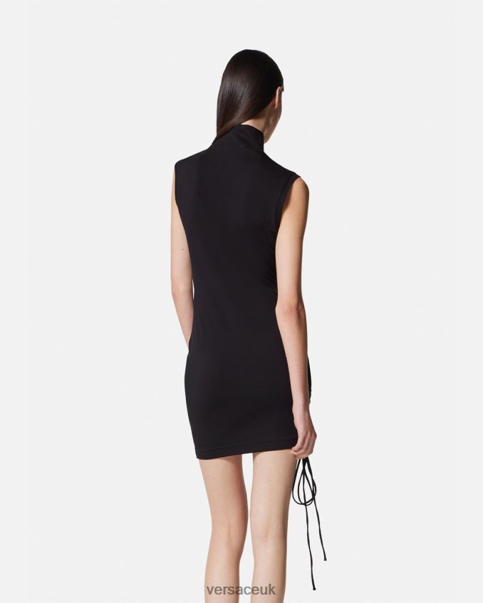 Women Versace Logo Lace-Up Mini Dress 6D2D062158 Black Clothing