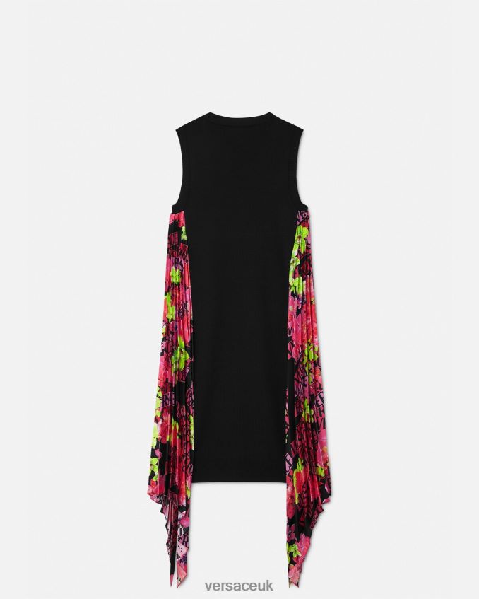 Women Versace Logo Orchid Knit Mini Dress 6D2D0670 Black Clothing