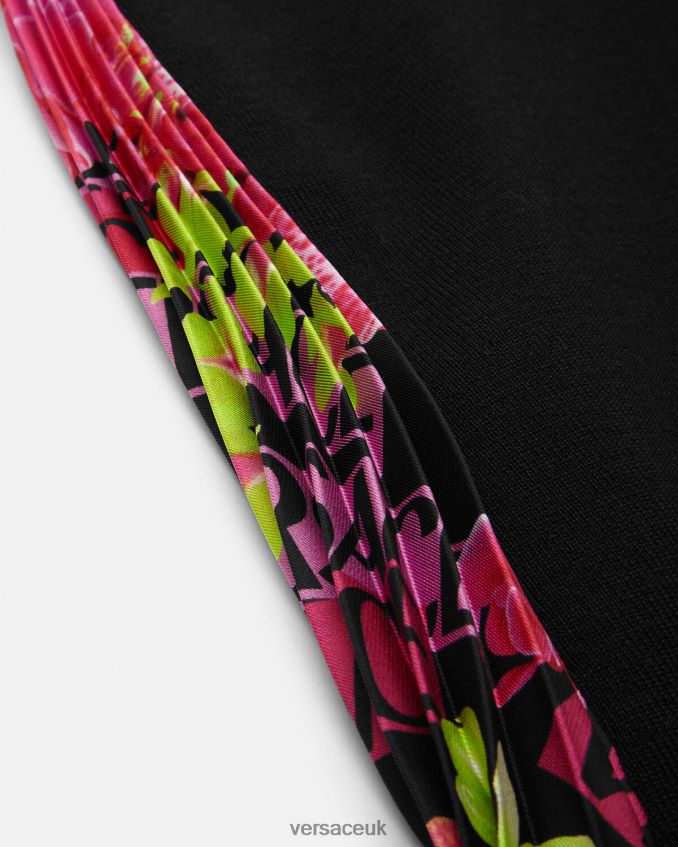 Women Versace Logo Orchid Knit Mini Dress 6D2D0670 Black Clothing