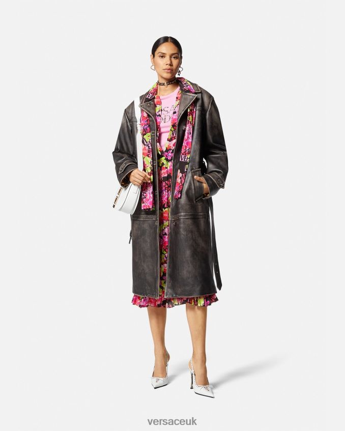 Women Versace Logo Orchid Midi Shirt Dress 6D2D0668 Black & Print Clothing