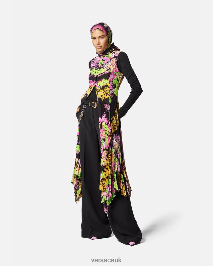 Women Versace Logo Orchid Midi Shirt Dress 6D2D0669 Black & Print Clothing