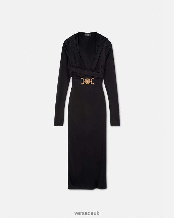 Women Versace Medusa '95 Hoodie Dress 6D2D0636 Black Clothing