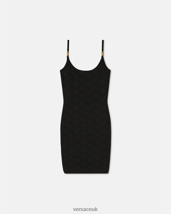 Women Versace Medusa '95 La Greca Mini Dress 6D2D0642 Black Clothing