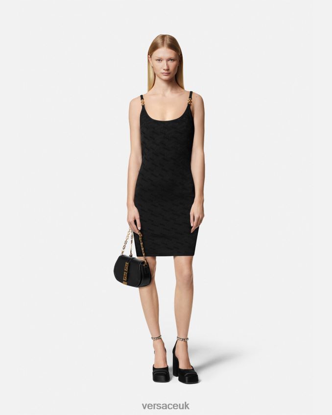 Women Versace Medusa \'95 La Greca Mini Dress 6D2D0642 Black Clothing