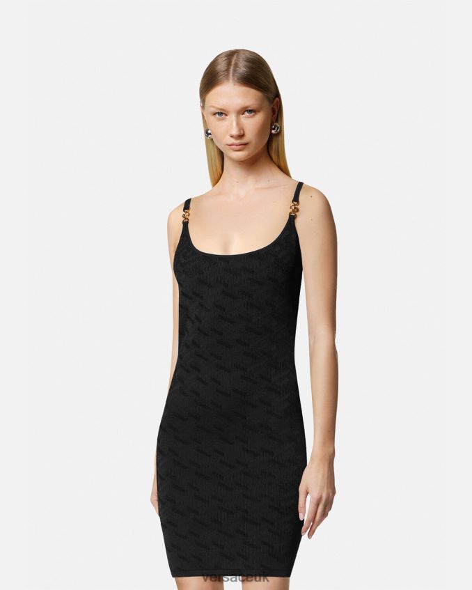 Women Versace Medusa \'95 La Greca Mini Dress 6D2D0642 Black Clothing
