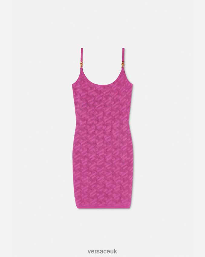 Women Versace Medusa '95 La Greca Mini Dress 6D2D0665 Fuchsia Clothing