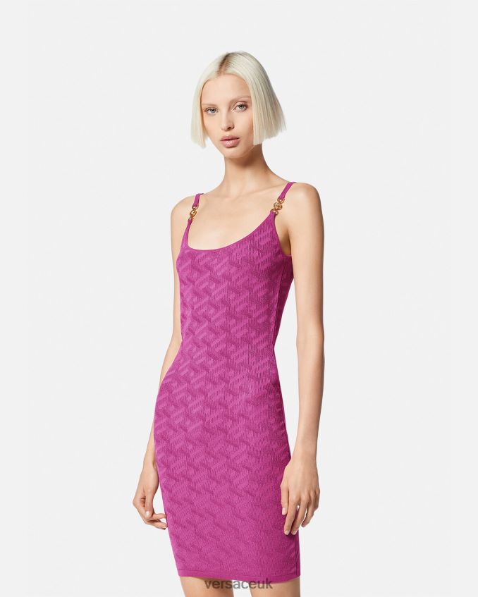 Women Versace Medusa \'95 La Greca Mini Dress 6D2D0665 Fuchsia Clothing