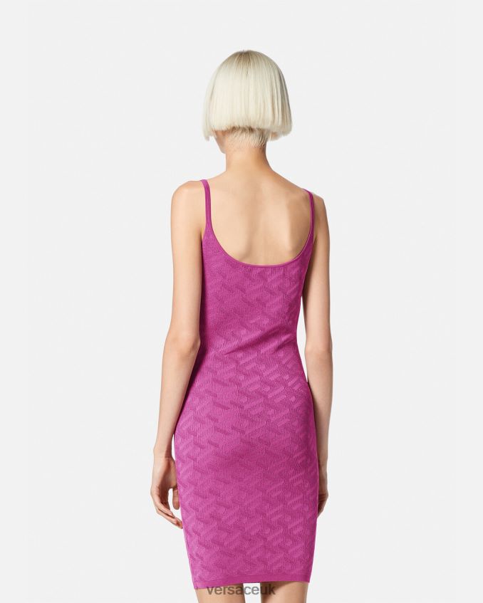 Women Versace Medusa \'95 La Greca Mini Dress 6D2D0665 Fuchsia Clothing