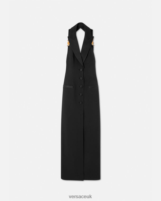Women Versace Medusa '95 Long Vest Dress 6D2D0616 Black Clothing