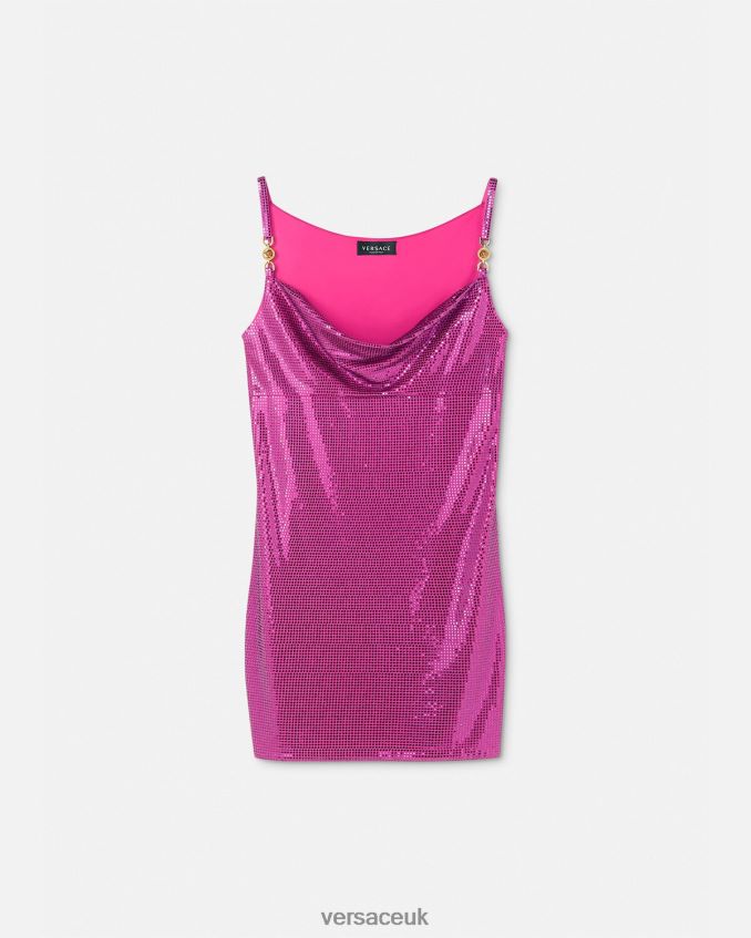 Women Versace Medusa '95 Metal Mesh Mini Dress 6D2D0663 Fuchsia Clothing