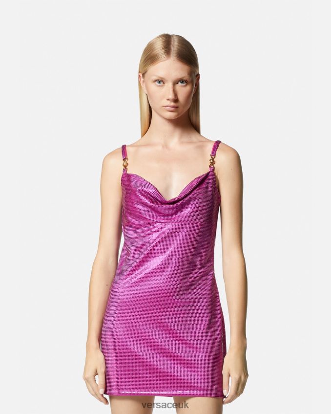 Women Versace Medusa \'95 Metal Mesh Mini Dress 6D2D0663 Fuchsia Clothing