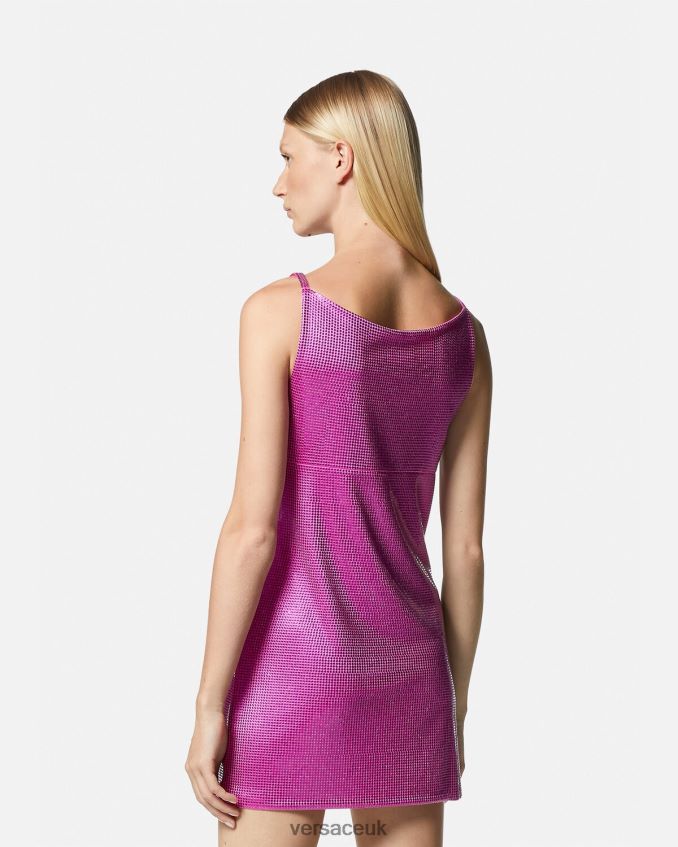 Women Versace Medusa \'95 Metal Mesh Mini Dress 6D2D0663 Fuchsia Clothing