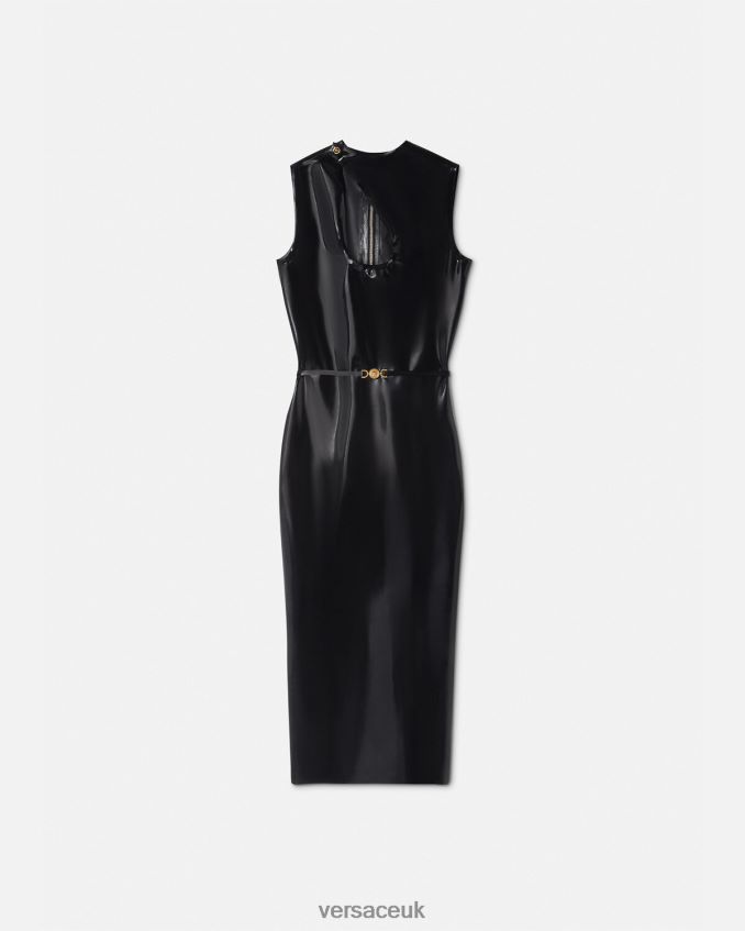 Women Versace Medusa Biggie Latex Cutout Dress 6D2D0666 Black Clothing