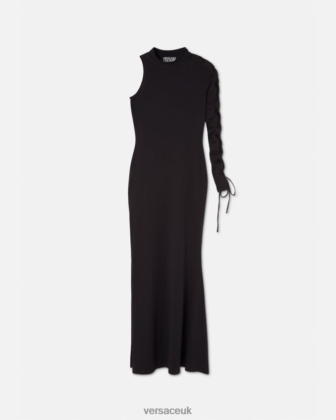 Women Versace One-Shoulder Long Dress 6D2D062194 Black Clothing