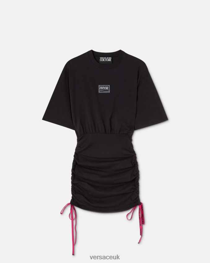 Women Versace Piece Number Logo T-Shirt Dress 6D2D062192 Black Clothing