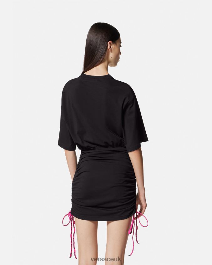 Women Versace Piece Number Logo T-Shirt Dress 6D2D062192 Black Clothing