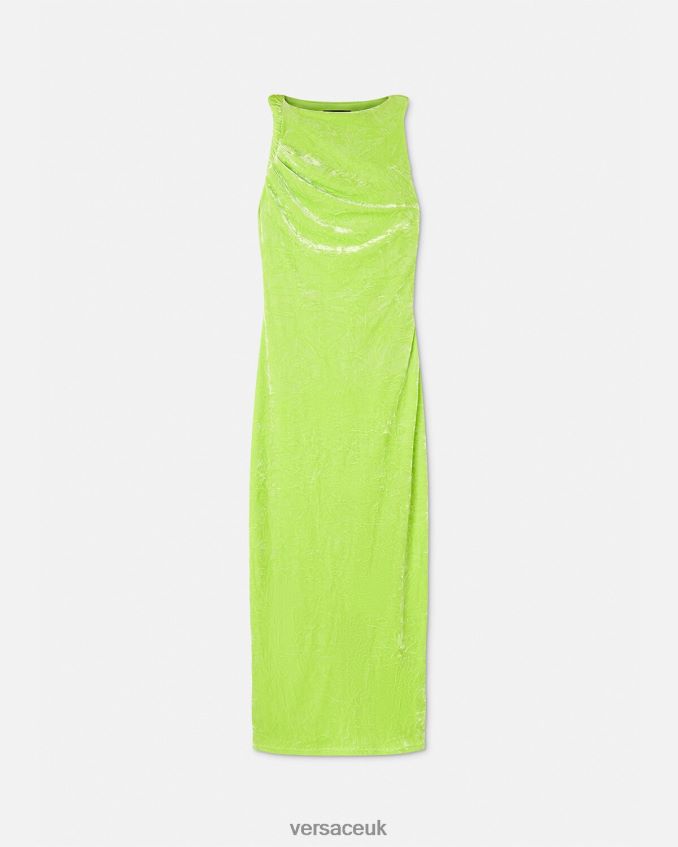 Women Versace Rolled Velvet Midi Dress 6D2D0675 Lime Clothing