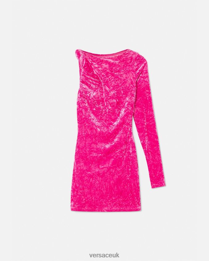 Women Versace Rolled Velvet Mini Dress 6D2D0674 Fuchsia Clothing