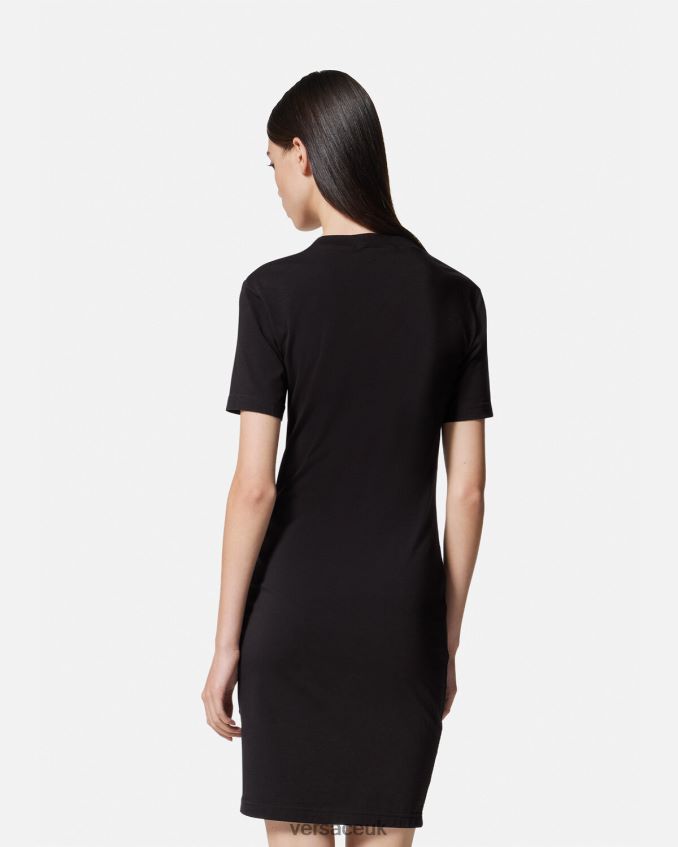 Women Versace Roses Logo T-Shirt Dress 6D2D062157 Black Clothing