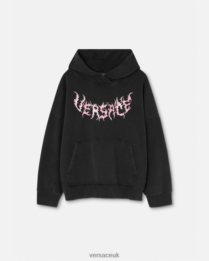 Women Versace Logo Hoodie 6D2D06144 Black Clothing