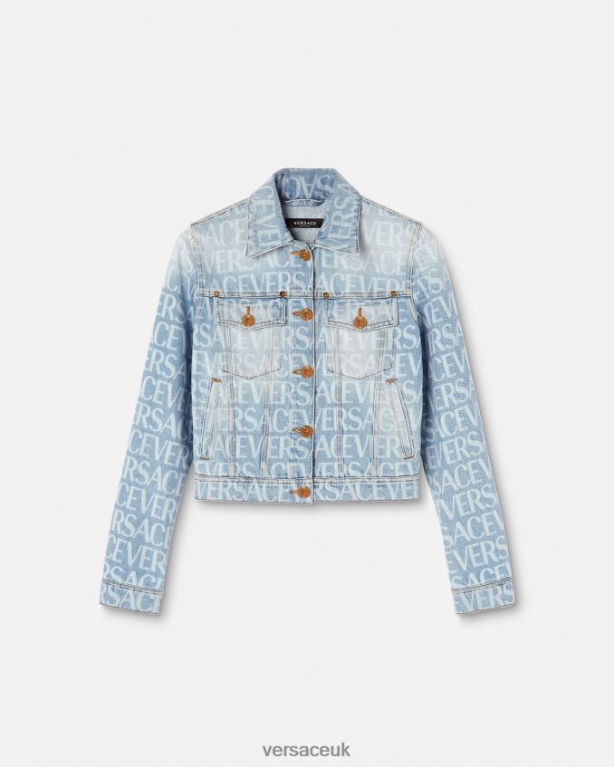 Women Versace Allover Denim Jacket 6D2D0687 Blue Clothing