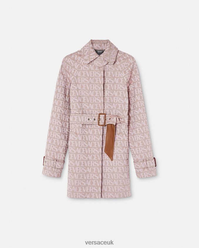 Women Versace Allover Short Trench Coat 6D2D0683 Pink & Print Clothing