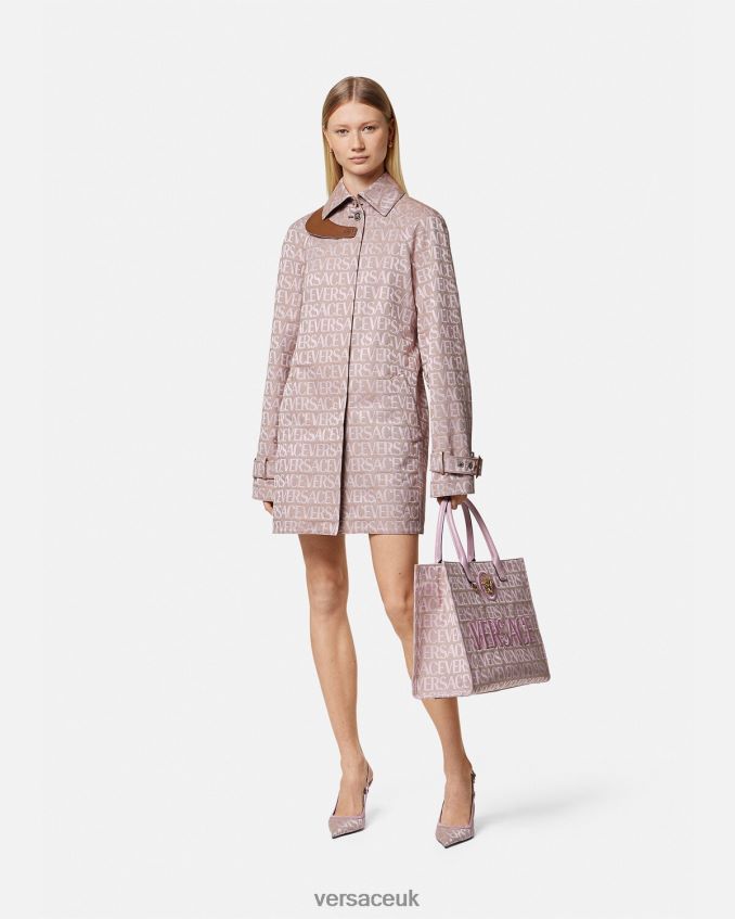 Women Versace Allover Short Trench Coat 6D2D0683 Pink & Print Clothing