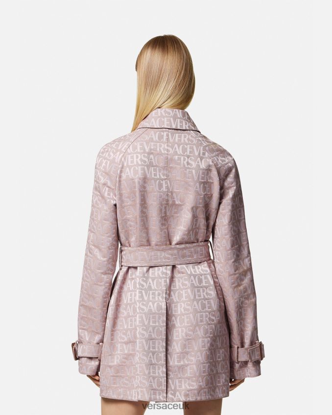 Women Versace Allover Short Trench Coat 6D2D0683 Pink & Print Clothing