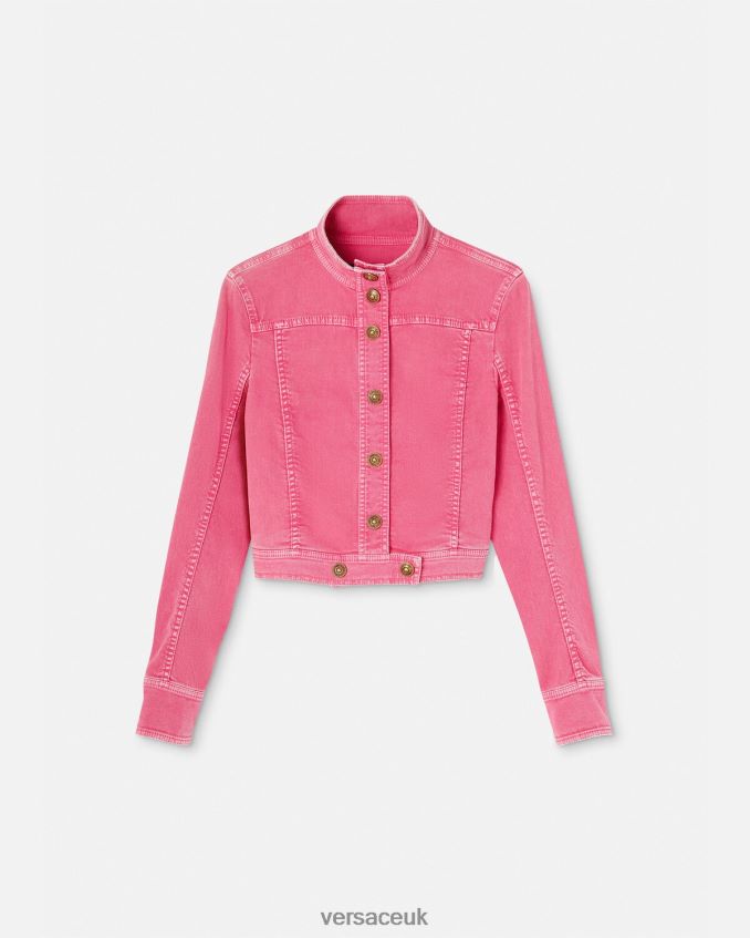 Women Versace Crop Denim Jacket 6D2D062254 Fuchsia Clothing