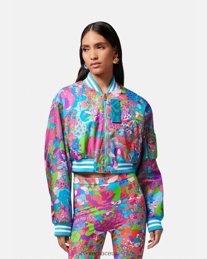 Women Versace Floral Summer Crop Bomber Jacket 6D2D0679 One Color Clothing