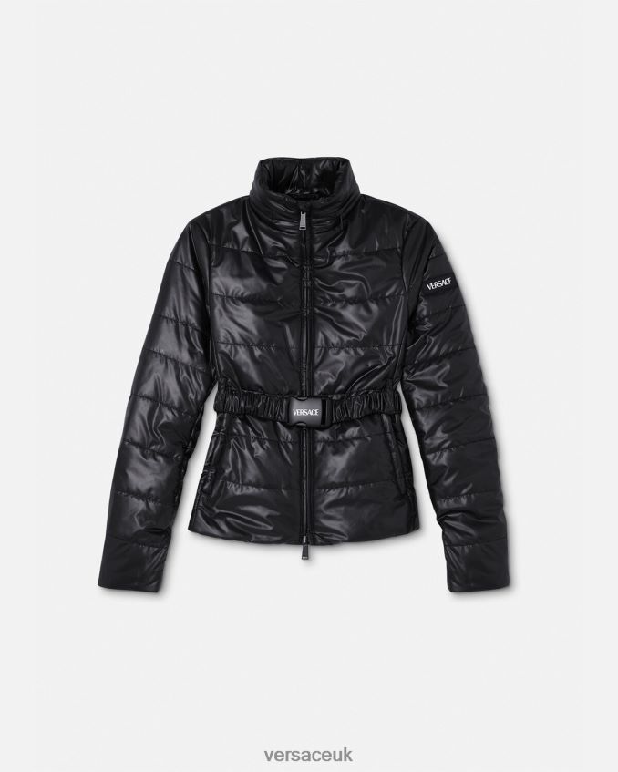 Women Versace Logo Puffer Jacket 6D2D0694 Black Clothing
