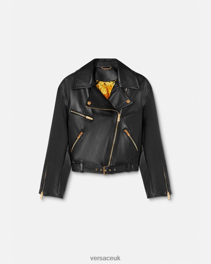 Women Versace Medusa Leather Biker Jacket 6D2D0686 Black Clothing