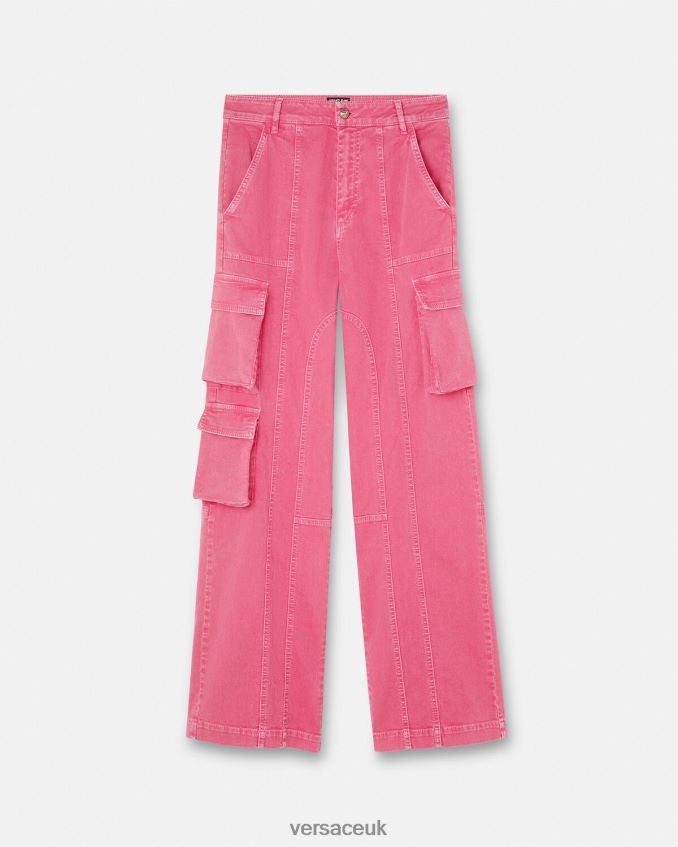 Women Versace Cargo Straight-Leg Jeans 6D2D062243 Fuchsia Clothing