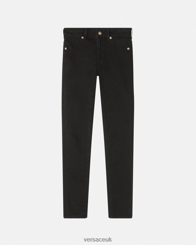 Women Versace Logo Skinny Jeans 6D2D062246 Black Clothing