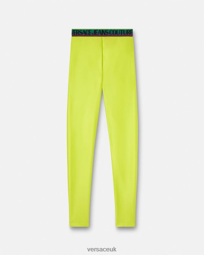 Women Versace Logo Leggings 6D2D062241 Lime Clothing