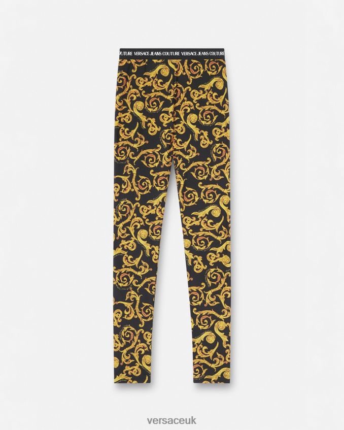 Women Versace Sketch Couture Leggings 6D2D062178 Black & Gold Clothing
