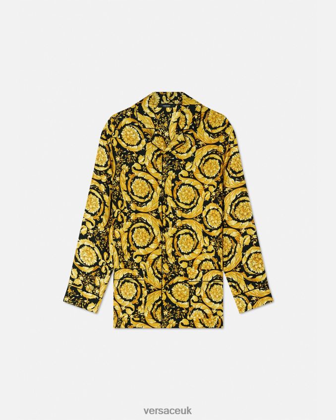 Women Versace Barocco Print Silk Pajama Shirt 6D2D061027 Print Underwear & Beachwear