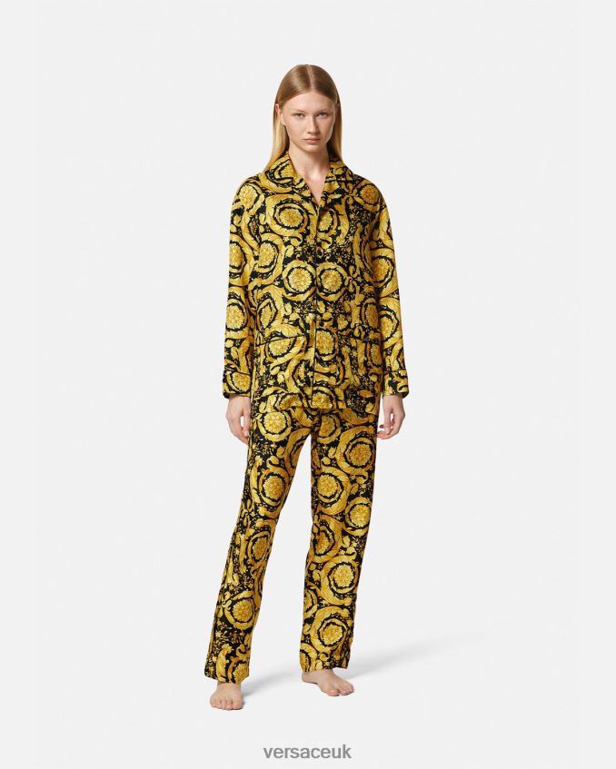 Women Versace Barocco Print Silk Pajama Shirt 6D2D061027 Print Underwear & Beachwear